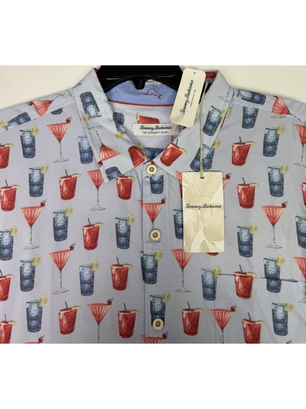 TOMMY BAHAMA Men’s 3XLB Coconut Point Red White Cheers Camp Shirt NEW $138